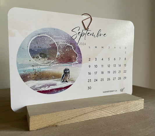 Calendrier avec support en bois